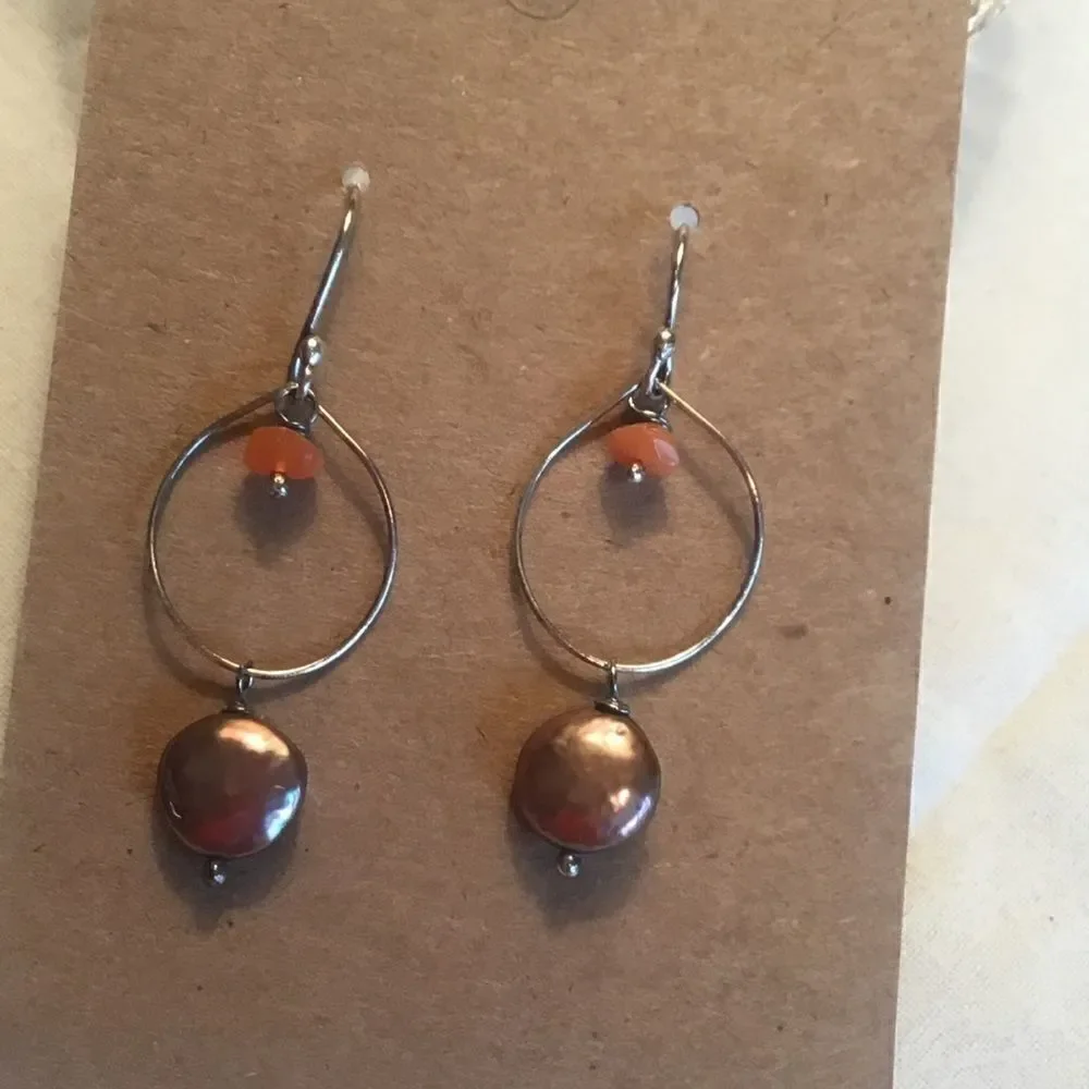 Sterling Silver Wire Pearl Drop Earrings